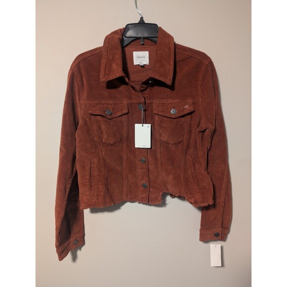 NWT Hidden Jeans Women's Crop Corduroy Jacket Orange Size Small $98 MSRP - Picture 6 of 14